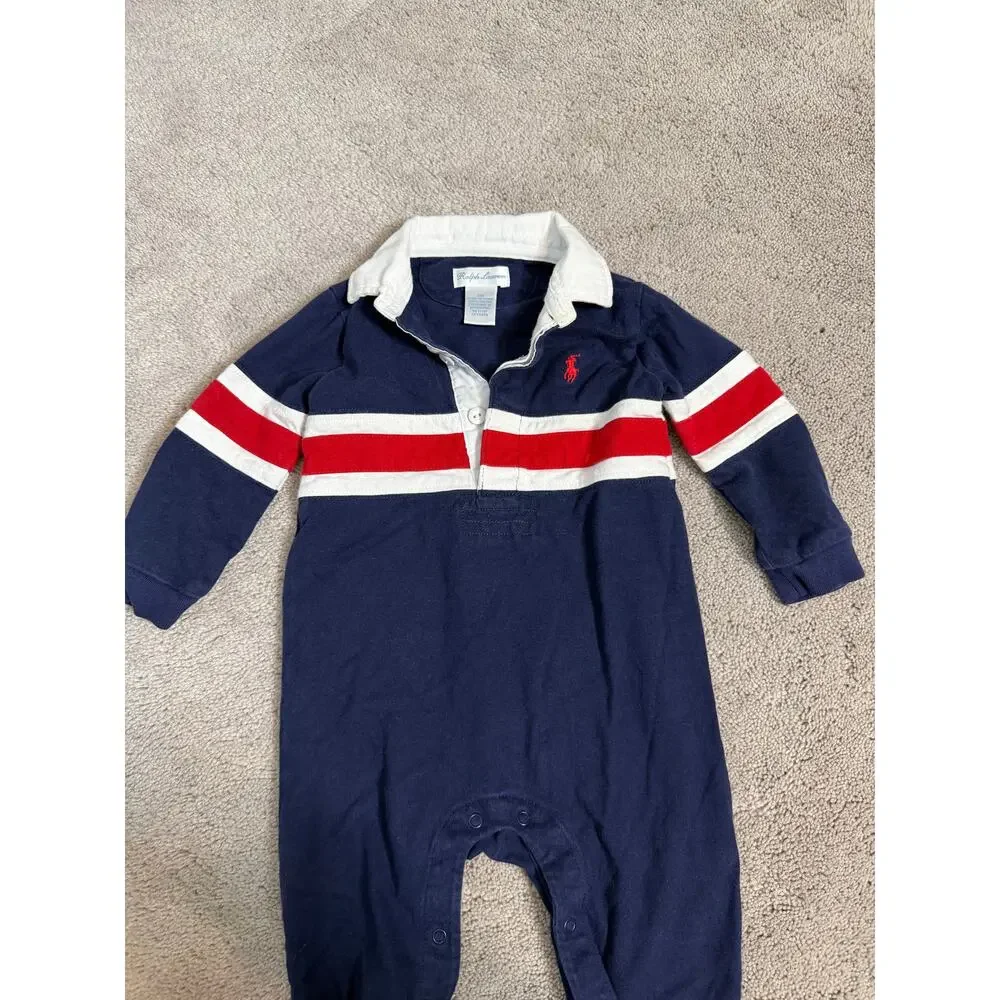 Polo Ralph Lauren 9 mo Boys Polo Jumpsuit One Piece Navy Blue